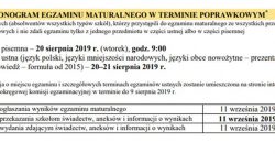 Harmonogram egzaminów maturalnych 2019