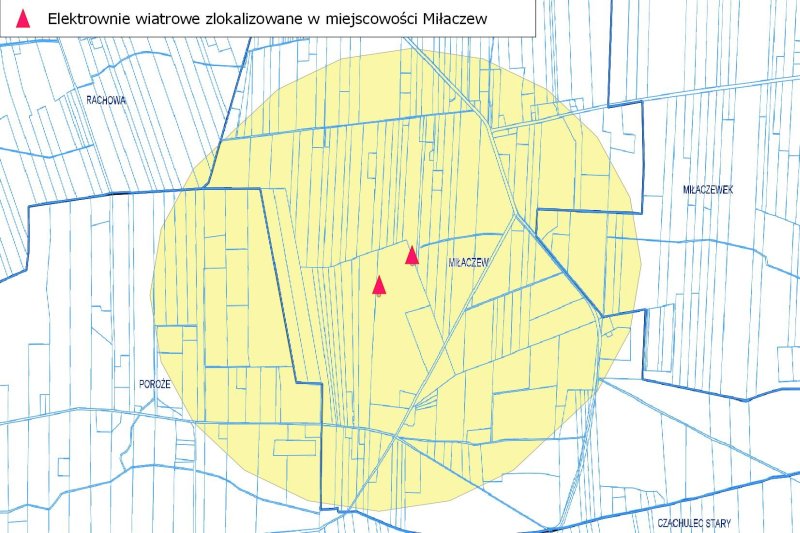 Miłaczew. Elektrownie wiatrowe