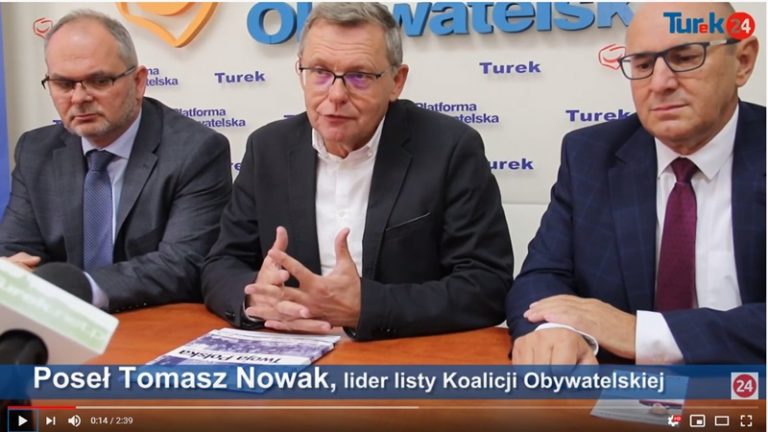 Konferencja KO: Maciej Sytek, poseł Nowak, Grzegorz Ciesielski