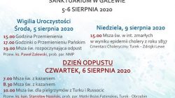 Harmonogram odpustu ku czci Przemienienia Pańskiego w galewie