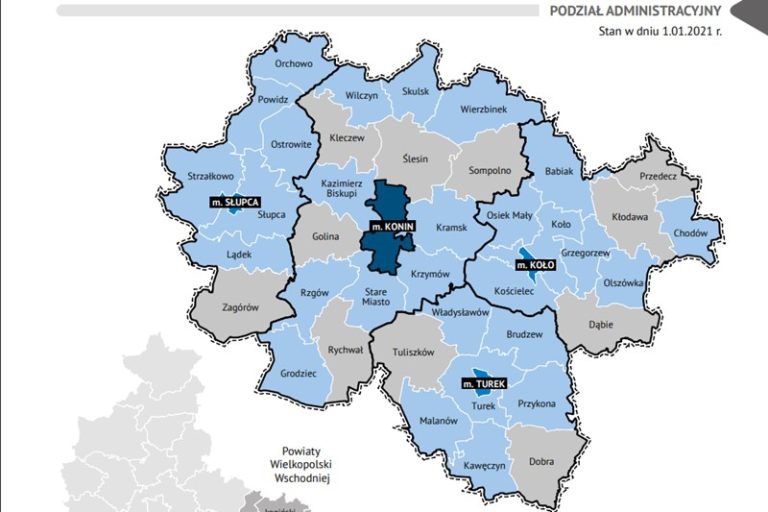 Wielkopolska wschodnia / podział administracyjny