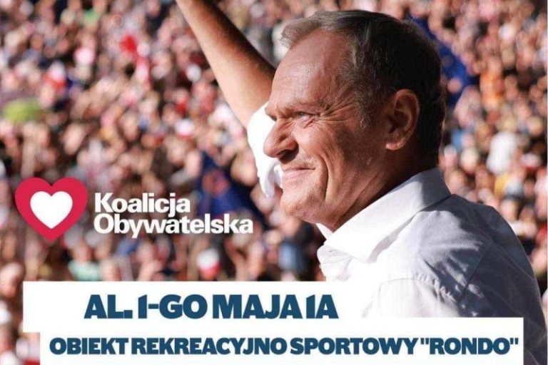 Donald Tusk w Koninie (4 X) - plakat