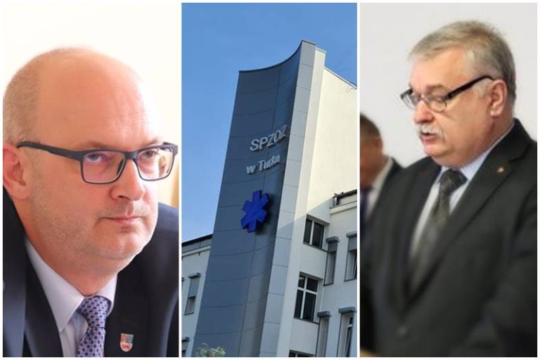Od lewej: starosta Dariusz Kałużny, SP ZOZ w Turku, dyrektor szpitala Krzysztof Sobczak