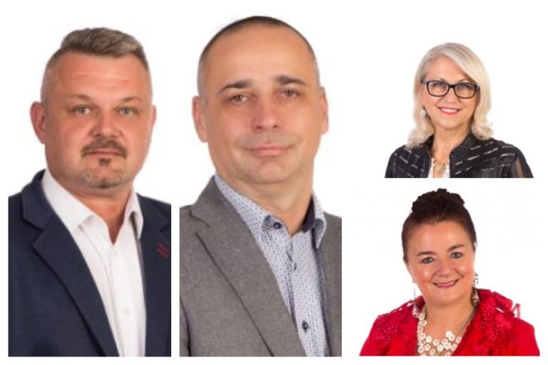 Radni stowarzyszenia Ziemia Turkowska, od lewej: Paweł Borowski, Radosław Idzikowski, w prawym górnym rogu Ewa Groncik, w lewym dolnym rogu Elżbieta Niespodziańska