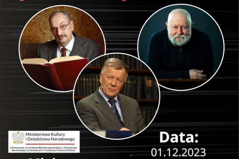 Plakat zapowiadający spotkanie w Tuliszkowie z polskimi językoznawcami (Jerzy Bralczyk, Jan Miodek, Andrzej Markowski)