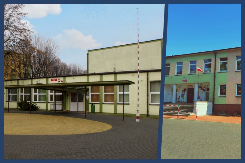 po lewej: budynek B Szkoły Podstawowej nr 5 w Turku; po prawej: Przedszkole nr 3 w Turku