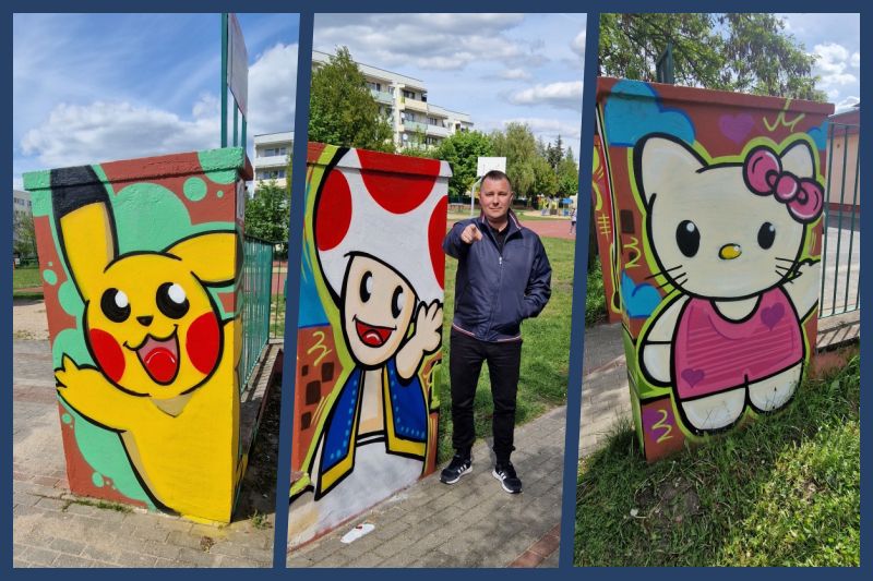 Graffiti na placu zabaw na os. Wyzwolenia sfinansowane przez radnego Pawła kwiatkowskiego