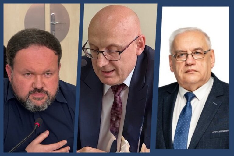 od lewej: radny Krzysztof Świerk, dyrektor szpitala Jacek Sawicki, starosta Jan Smak