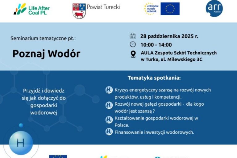 Poznaj wodór – szkolenie dla przedsiębiorców z subregionu (plakat)