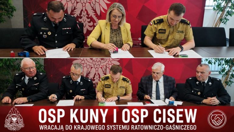 OSP Kuny i OSP Cisew wracają do krajowego systemu. Podpisano porozumienia